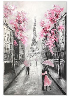 Today Idea Eiffel Tower Canvas Wall Art | Black & White Parisian Street Print with Pink & Grey Accents | Modern Framed Art Print for Living Room, Bedroom & Gifts (24x36 Inch)