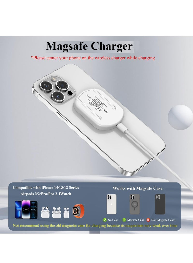 Captaintech Magnetic Wireless Charger, MagSafe Charger Compatible for iPhone 14 13 12 Series for iWatch, Travel Wireless Charging Pad with Kickstand, Include 3.3Ft Type C Cable Included - Image 2