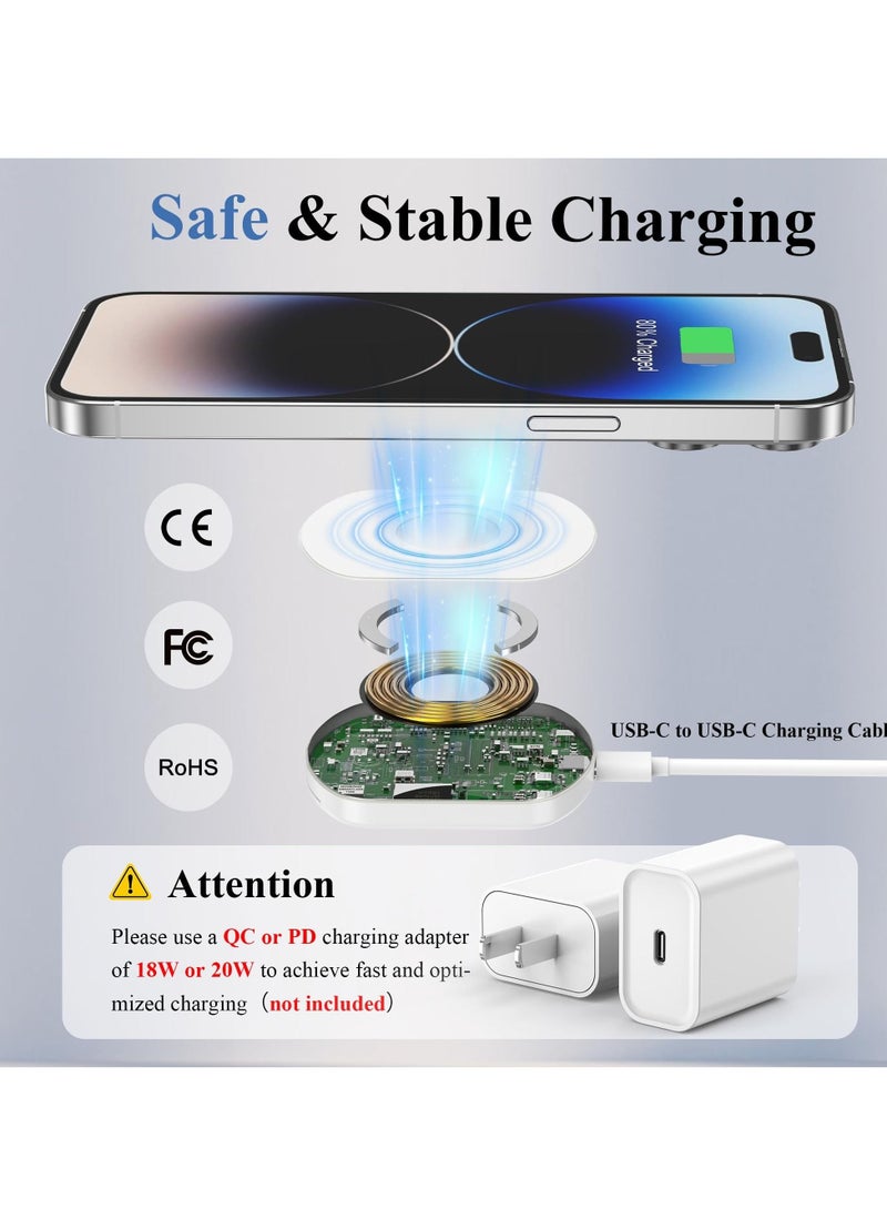 Captaintech Magnetic Wireless Charger, MagSafe Charger Compatible for iPhone 14 13 12 Series for iWatch, Travel Wireless Charging Pad with Kickstand, Include 3.3Ft Type C Cable Included - Image 5