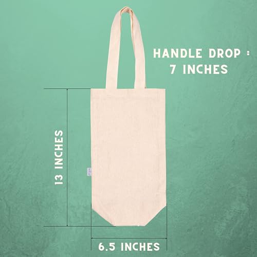 Hell Blues 6-Pack Canvas Wine Carrying Bags with Handles, 100% Cotton Totes Blank Bottle Gift Tote Washable Wine Carrier (13" x 6.5" x 3") - Image 2