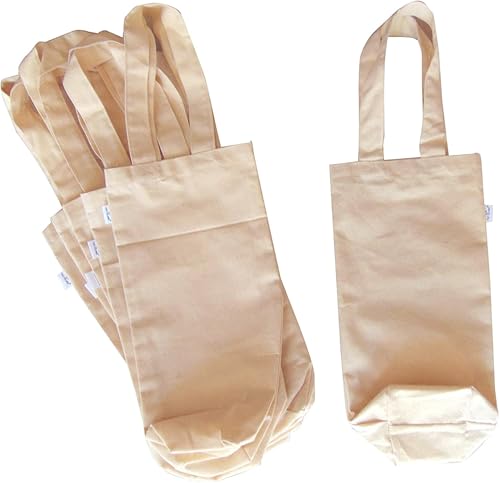 Hell Blues 6-Pack Canvas Wine Carrying Bags with Handles, 100% Cotton Totes Blank Bottle Gift Tote Washable Wine Carrier (13" x 6.5" x 3") - Image 4