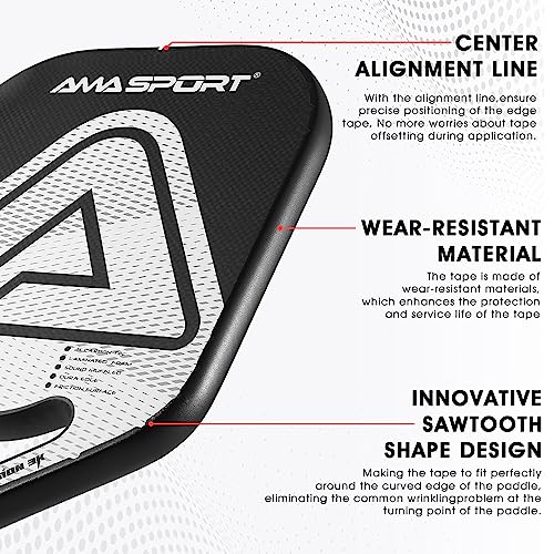 PICKLETECH Pickleball Paddle Protection Tape - Paddle Head Edge Guard - Racket Edge Protection Tape -Fit Perfectly Curved Edge -No Wrinkling - Image 4