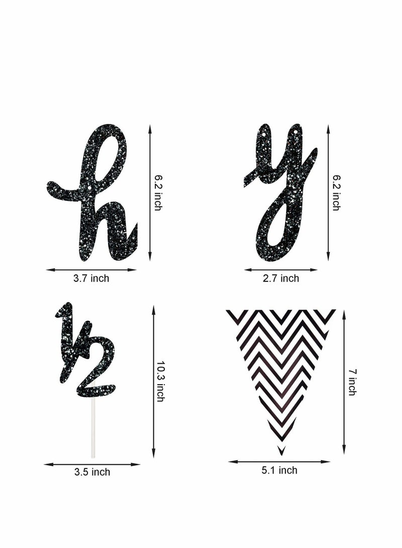 KASTWAVE 6 Months Birthday Banner Happy Birthday Banner Glitter Year Cake Topper Triangle Flag Banner for Half Year Baby Shower Birthday Party Decoration - Image 4