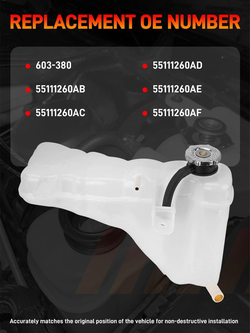 GDUKOP 603-380 Engine Coolant Reservoir Tank with Cap Compatible with Chrysler 300, Dodge Challenger Charger 2011-2023 Replaces# 55111260AF, 55111260AB - Image 3