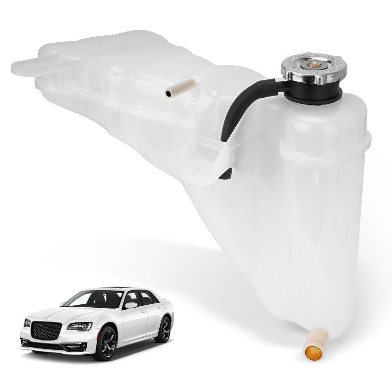 GDUKOP 603-380 Engine Coolant Reservoir Tank with Cap Compatible with Chrysler 300, Dodge Challenger Charger 2011-2023 Replaces# 55111260AF, 55111260AB - Image 1