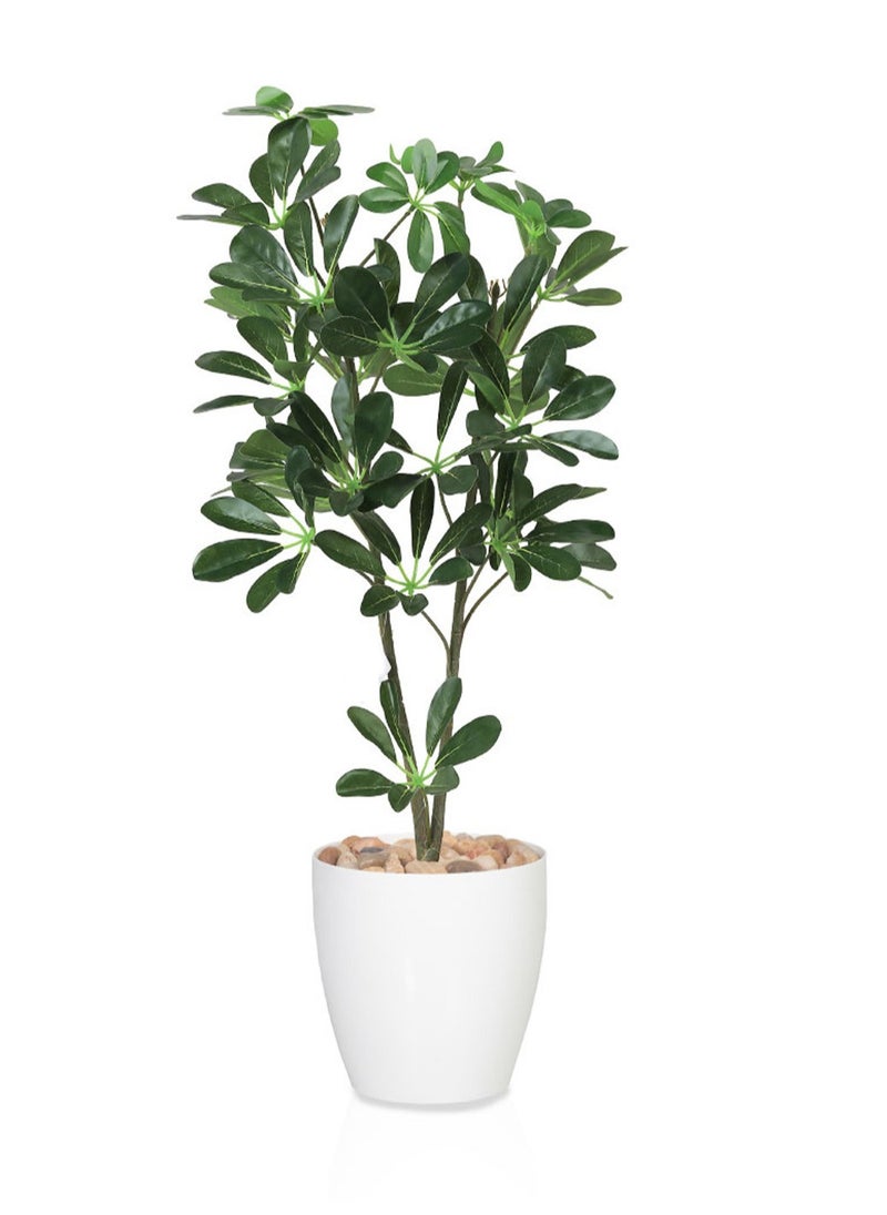 Alrassi 90 cm Artificial Schefflera Plant – Realistic Natural Look with an Elegant White Pot  - Image 1