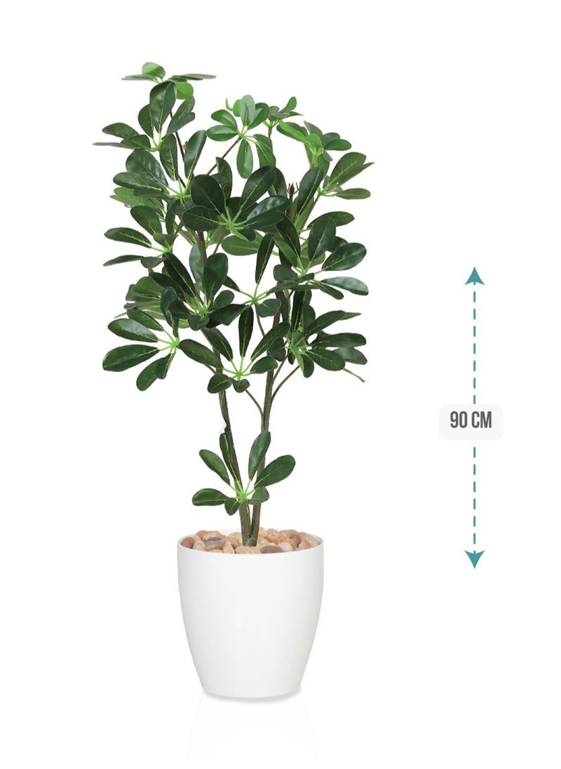 Alrassi 90 cm Artificial Schefflera Plant – Realistic Natural Look with an Elegant White Pot  - Image 2