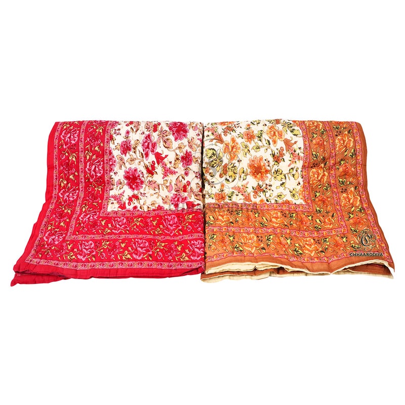 LILFLY 400 TC Pure Cotton Jaipuri Light Weight Traditional Rajasthani Print Single Bed Quilt/Razai/Rajai (Single Bed - Set of 2 Combo Set) - Image 3