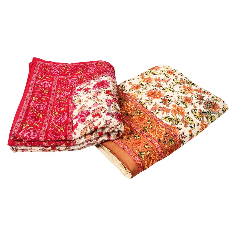 LILFLY 400 TC Pure Cotton Jaipuri Light Weight Traditional Rajasthani Print Single Bed Quilt/Razai/Rajai (Single Bed - Set of 2 Combo Set) - Image 2