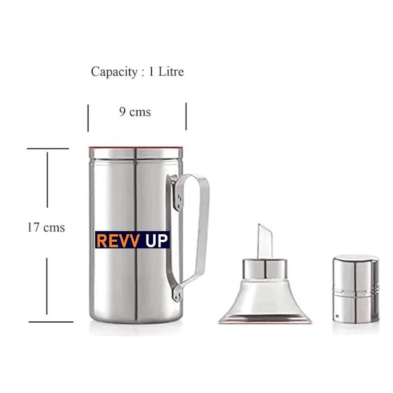 Generic Stainless steel Oil dispenser 1 Liter | Oil dispenser bottle with drip of Nozzel | Oil can 1 Liter with Handle | Oil Pourer | Pack of 1  - Image 4