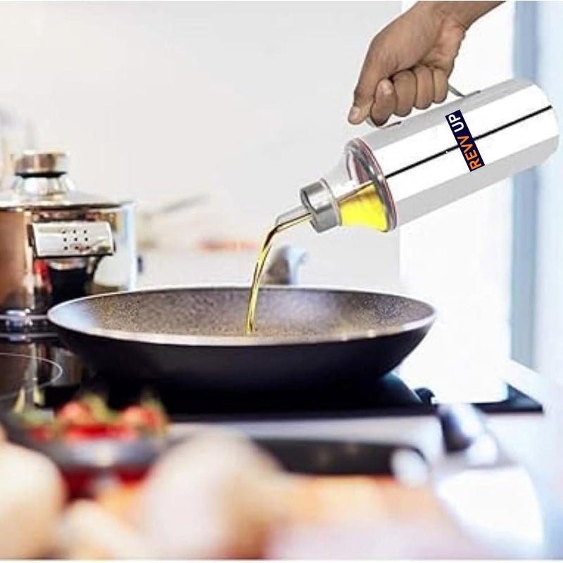 Generic Stainless steel Oil dispenser 1 Liter | Oil dispenser bottle with drip of Nozzel | Oil can 1 Liter with Handle | Oil Pourer | Pack of 1  - Image 3