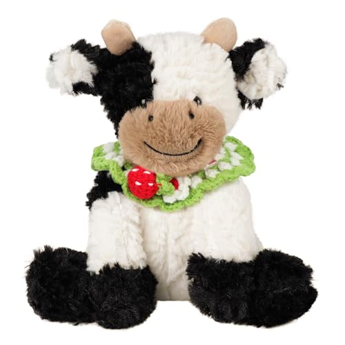 Hopearl Adorable Plush Cow Toy with Knitted Cute Strawberry Bib Floppy Dairy Cattle Soft Stuffed Animal Gifts for Boys Girls Kids Toddlers 9 - Image 1