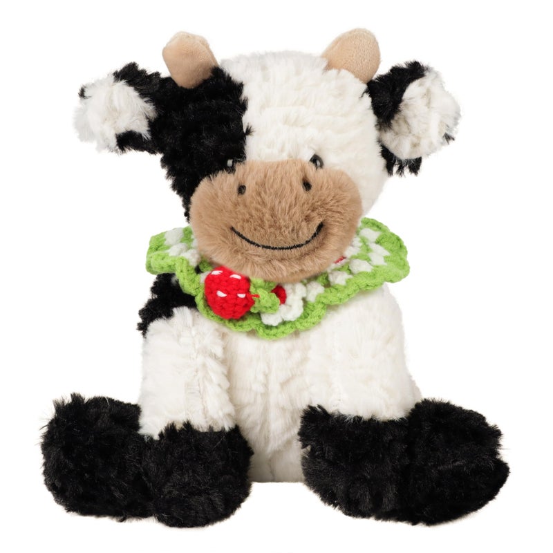 Hopearl Adorable Plush Cow Toy with Knitted Cute Strawberry Bib Floppy Dairy Cattle Soft Stuffed Animal Gifts for Boys Girls Kids Toddlers 9 - Image 3