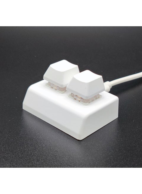 2-Key USB Custom Keyboard for Copy-Paste White-Silver Shaft