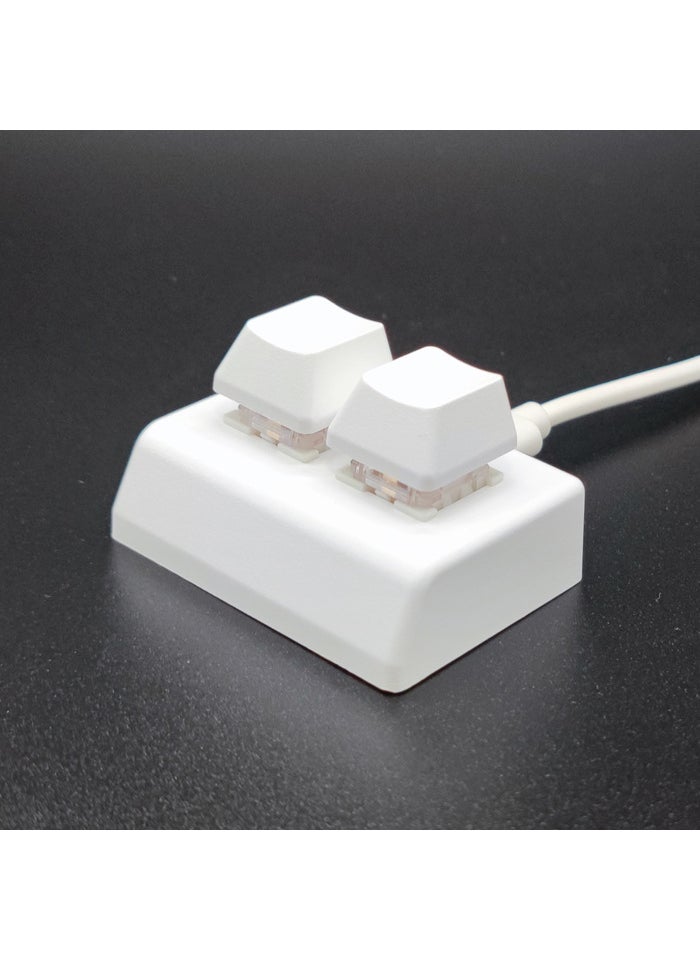 2-Key USB Custom Keyboard for Copy-Paste White-Silver Shaft