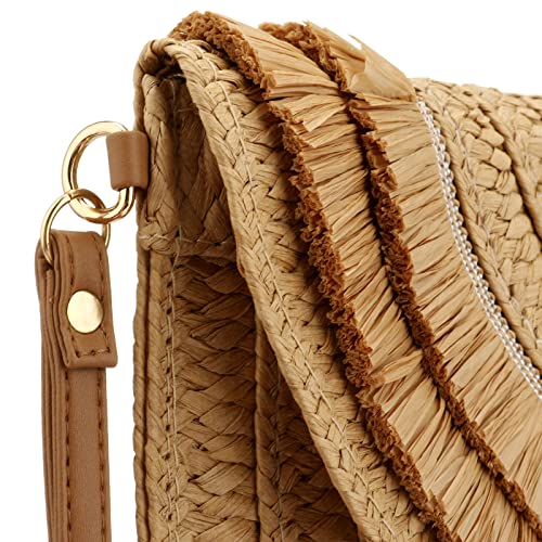 Gets Straw Clutch, Straw Clutch Women Hand-woven for Summer Beach Envelope Clutch Purse Wallet - Image 5