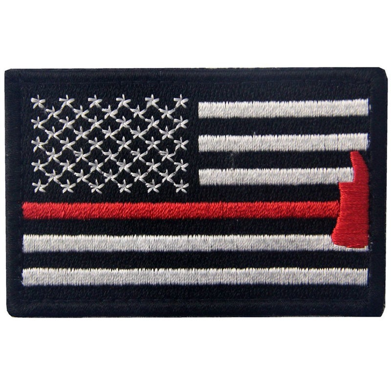 Rocking Planet Rocking Planet US Flag with Firefighter Axe Embroidered Tactical Morale Hook  Loop Patch 