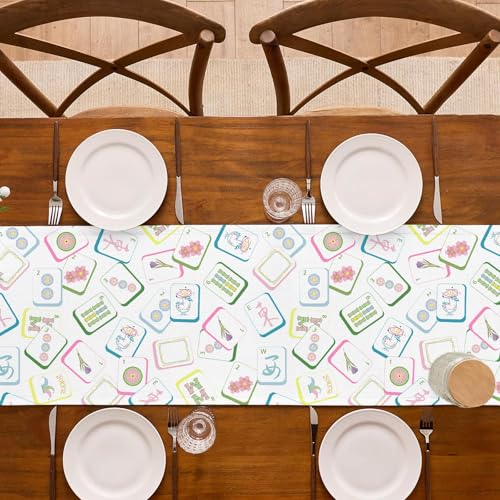 Buxiuer Mahjong Party Decorations Table Runner Mah Jong Game Night Club Birthday Supply Celebration Dining Home Kitchen Island Decor (13" x 72") - Image 5