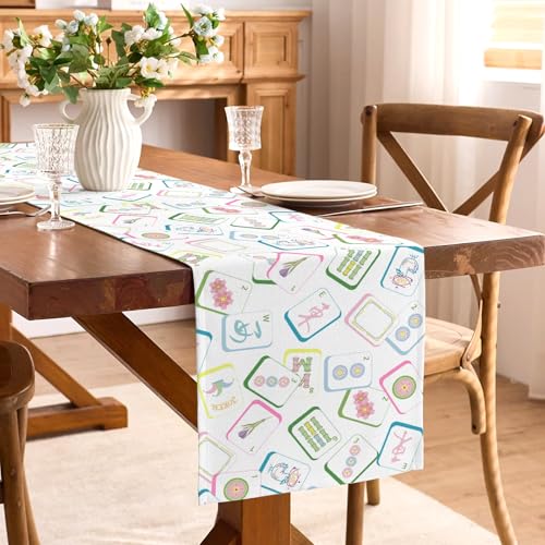 Buxiuer Mahjong Party Decorations Table Runner Mah Jong Game Night Club Birthday Supply Celebration Dining Home Kitchen Island Decor (13" x 72") - Image 2