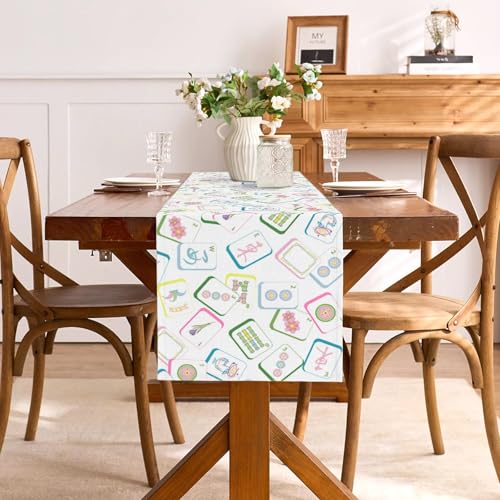 Buxiuer Mahjong Party Decorations Table Runner Mah Jong Game Night Club Birthday Supply Celebration Dining Home Kitchen Island Decor (13" x 72") - Image 4