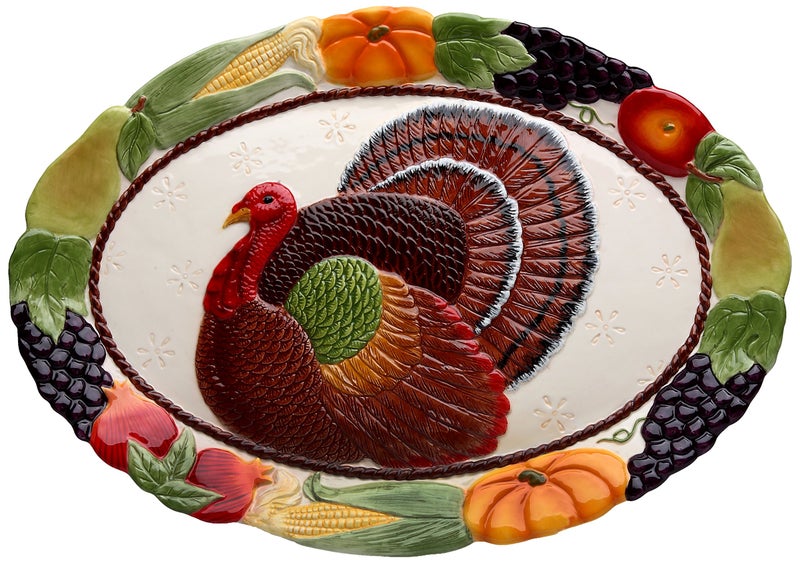 COSMOS Cosmos Turkey Platter Multicolored Large 