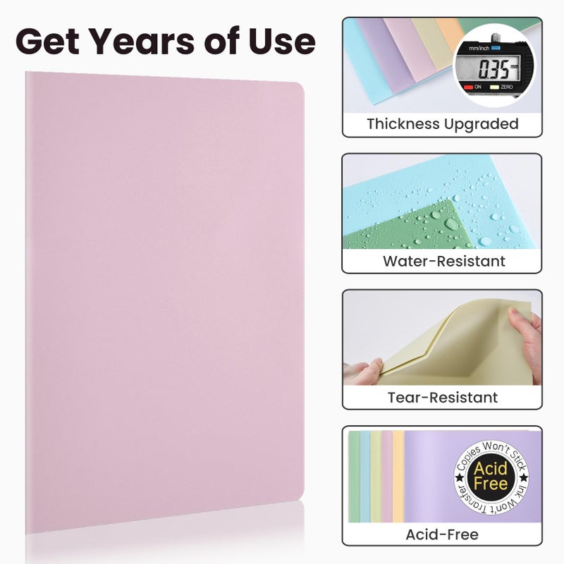 Sooez 6Pack Folders with Pockets, Pastels Colors, Heavy Duty Pocket Folder, Plastic Folders with Pockets, 2-Pocket Folder Bulk, Aesthetic File Folder, Back to School Office Filing Supplies - Image 3