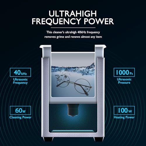 CREWORKS Professional Ultrasonic Cleaning Machine, Ultrasonic Machine with Heater & Timer, Digital Jewelry Ultrasonic Cleaner for Cleaning Denture Dental Oral Irrigator Parts Retainer Glasses, 1.8L - Image 3