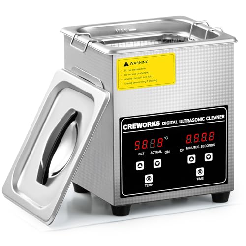 CREWORKS Professional Ultrasonic Cleaning Machine, Ultrasonic Machine with Heater & Timer, Digital Jewelry Ultrasonic Cleaner for Cleaning Denture Dental Oral Irrigator Parts Retainer Glasses, 1.8L - Image 1