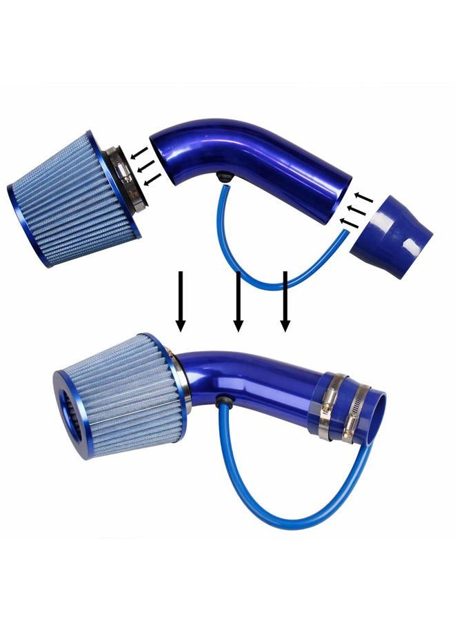 Pindex Universal High Flow 3 Inch Cold Air Intake Induction Pipe Hose Kit with Air Filter - Image 5