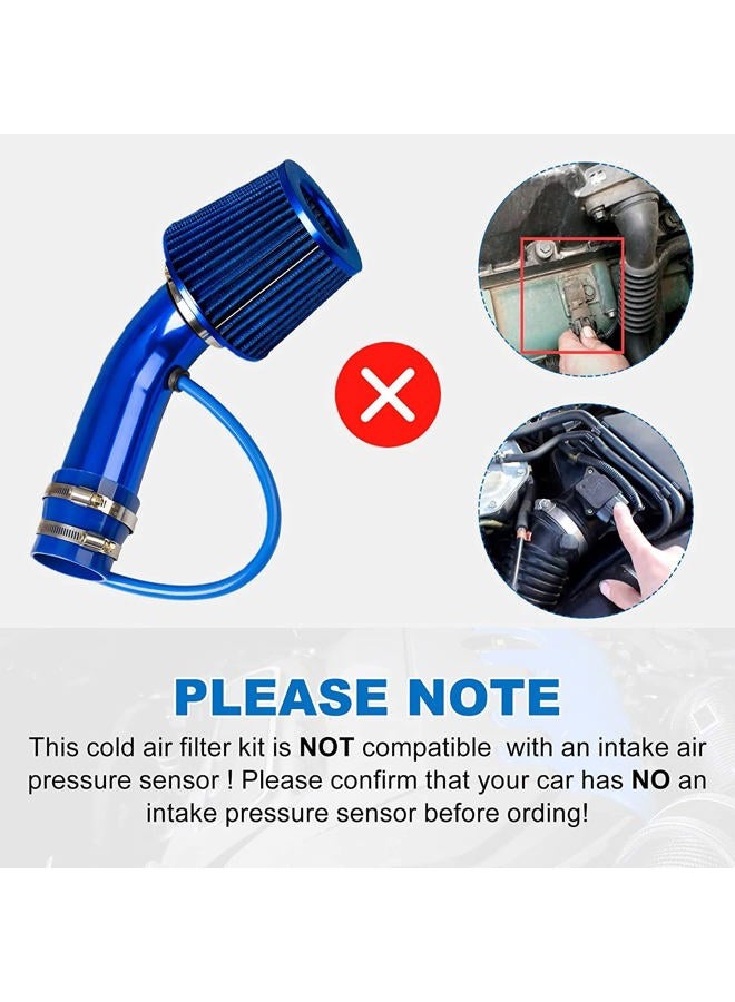 Pindex Universal High Flow 3 Inch Cold Air Intake Induction Pipe Hose Kit with Air Filter - Image 2