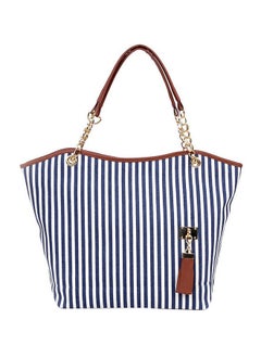 NIBEMINENT Chain Striped Tassel Shoulder Bag Blue  - Image 1