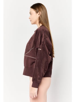 adidas Originals Women Sportswear Fit Long Sleeve Outdoor Sweatshirt, Brown  - Image 2