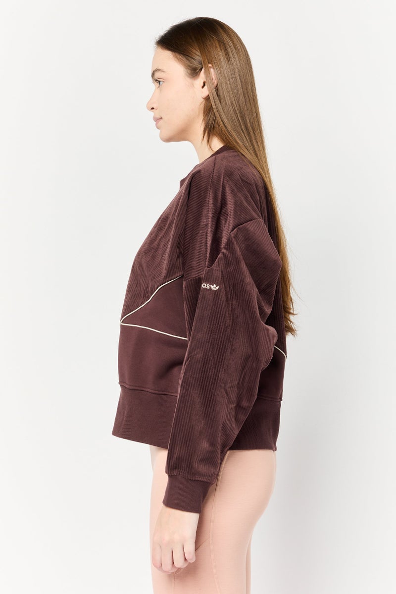 adidas Originals Women Sportswear Fit Long Sleeve Outdoor Sweatshirt, Brown  - Image 2