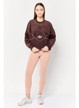 adidas Originals Women Sportswear Fit Long Sleeve Outdoor Sweatshirt, Brown  - Image 3
