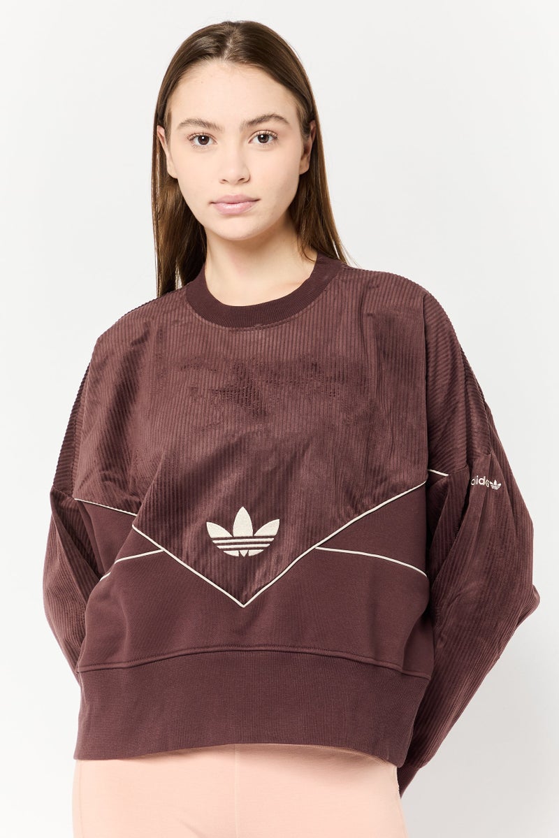 adidas Originals Women Sportswear Fit Long Sleeve Outdoor Sweatshirt, Brown  - Image 1