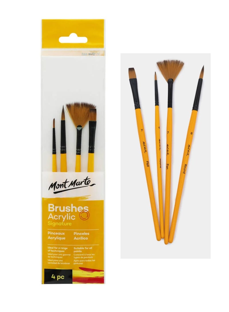 Mont Marte 4-Piece Signature Acrylic Brush Set - Image 1
