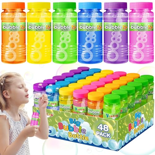 V-Opitos VOpitos 24 Pack Bubble Bottles with Wands in 6 Colors 4oz Bubbles Solution Bubble Party Favors for Kids Themed Birthday School Classroom Prizes for Boys  Girls Ideal Goodies Stuffers - Image 1
