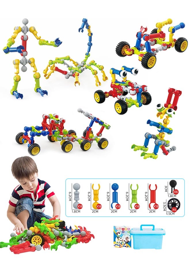 STEM Building Toys for 3 4 5 6 7 8+ Year Old Boys Girls, 125 PCS Building Blocks Stem Toy for Boys Age 3-5 4-6 6-8, Kids Educational Learning Game with Large Storage Box - Image 1