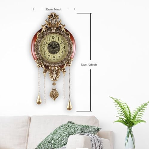 Aero Snail Large Wall Clock with Pendulum, Real Wood Retro Style, Battery Operated, Vintage Royal Decor for Home Living Bedroom - Image 4