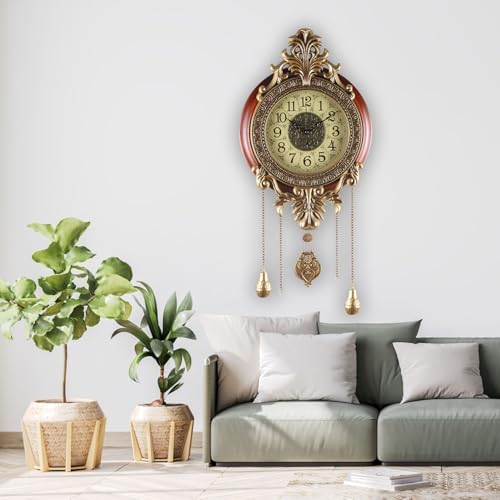 Aero Snail Large Wall Clock with Pendulum, Real Wood Retro Style, Battery Operated, Vintage Royal Decor for Home Living Bedroom - Image 3