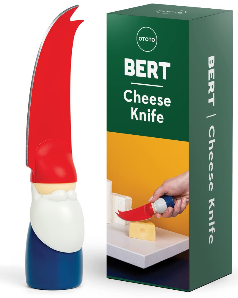 OTOTO Bert Cheese Knife GnomeThemed Multifunctional Knife for Cheese Fruits and Veggies Cute Kitchen Accessories BPAFree Kitchen Gadget Funny Gadgets Gnomes Gifts for Women