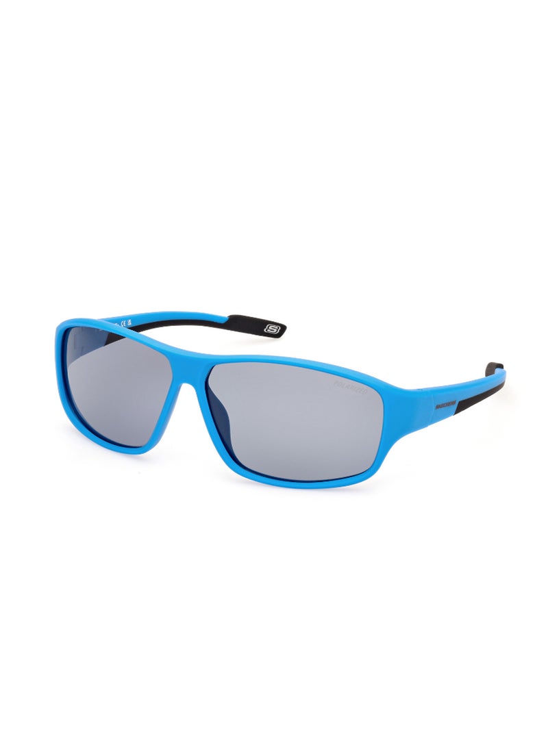 SKECHERS Men's Polarized Oval Shape Plastic Sunglasses SE636491D65 - Lens Size: 65 Mm - Matte Blue - Image 1