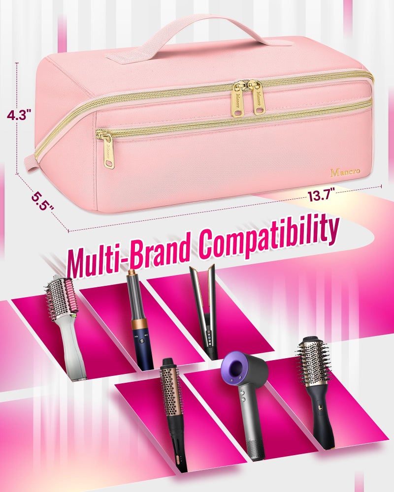 Mancro Hot Hair Tools Travel Bag with Separate Heat Resistant Mat, Large Capacity Wide-open Pouch, Hair Accessories Organizer for Flat Irons, Straighteners, Curling Iron,Travel Essentials for Women - Image 4