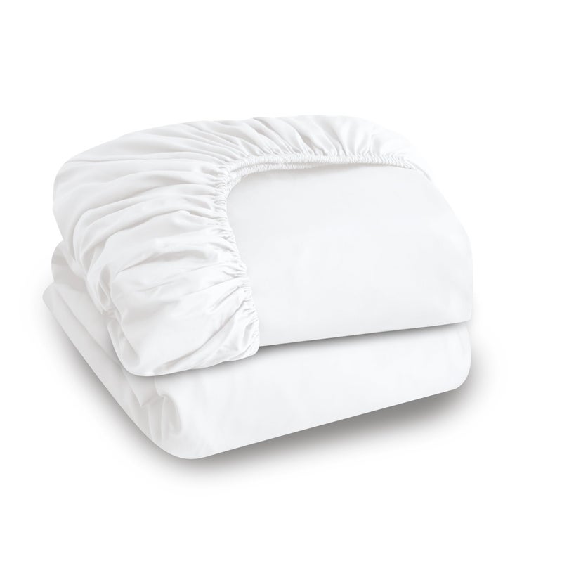 Zaizaihome 2 Pack Bamboo Viscose Cooling Fitted Sheet Twin Size Only  400 Thread Count  16"" Deep Pocket Cooling Bottom Sheets for Hot Sleeper  Silky Soft Breathable (Twin  White  - Image 2