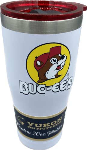 Buc-ee's White Stainless Steel Freedom Tumbler With Color Logo, Double Wall Vacuum Insulated, Tinted Slide Lid, Powder Finish, 20 Ounces - Image 2