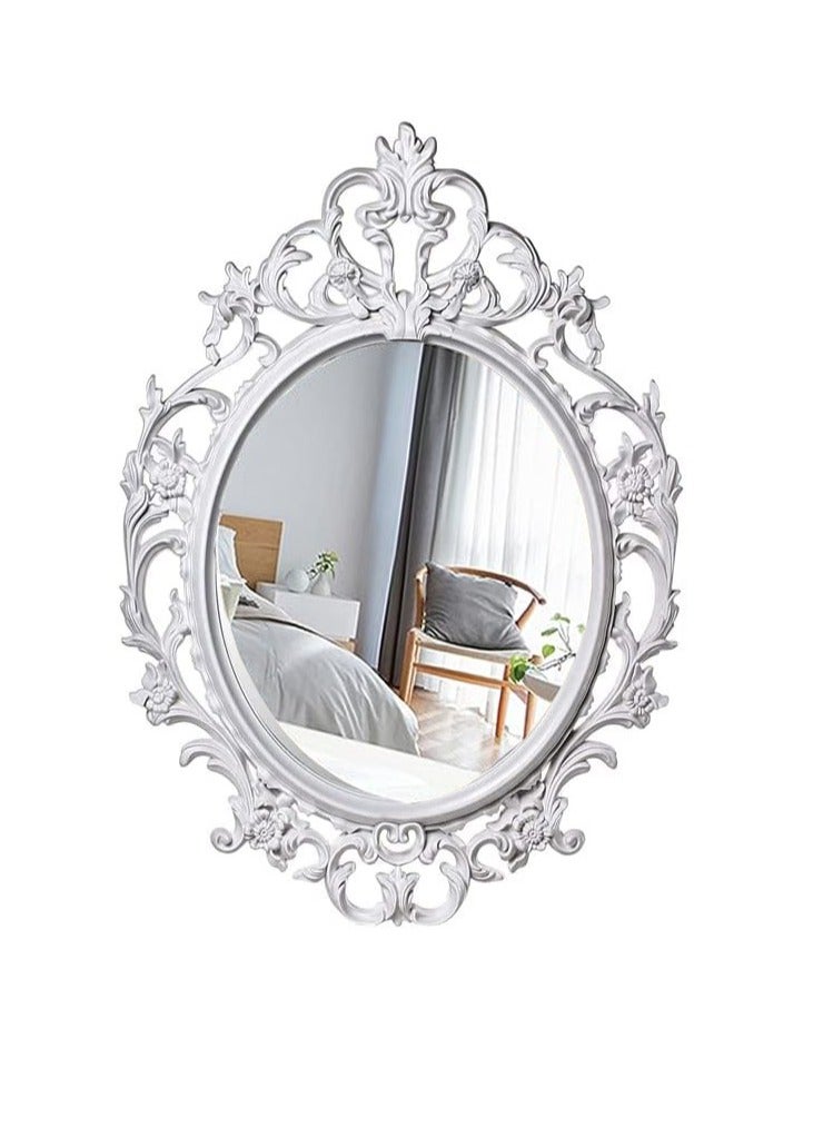 FFD Decorative White Wall Mirror, Vintage Hanging Mirror for Bedroom Living - Image 1