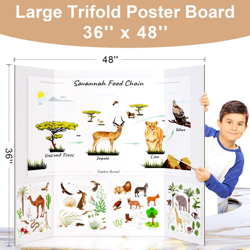 HAUTOCO 36'' x 48'' Trifold Poster Board 2 Pack Large Tri Fold Project Boards White Corrugated Presentation Cardboard for Science Fairs, School Projects, Event Displays, Business - Image 2