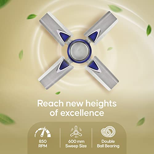 LONGWAY Starlite-1 600mm/24 inch High Speed Anti-dust Decorative 5 Star Rated Ceiling Fan 850 RPM with 3 Year Warranty (Silver Blue, Pack of 1) - Image 3