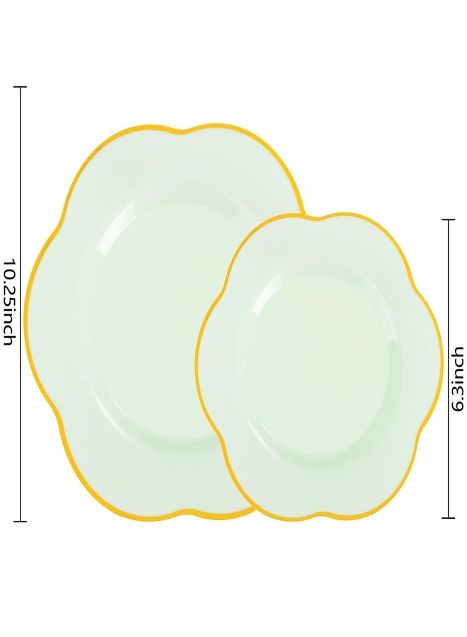 Liacere 50PCS Sage Green Plates - Heavy Duty Green Disposable Plates - Green and Gold Plastic Plates Include 25PCS Green Dinner Plates, 25PCS Green Dessert Plates for Easter&Baby Shower Gifts - Image 2