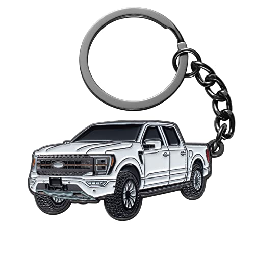 SINLAKUA F150 Keychain for Ford F150 Accessories 2023 F-150 Key Chain Fob Cover 2022 Toy Truck Metal KeyRing Accessories White - Image 1